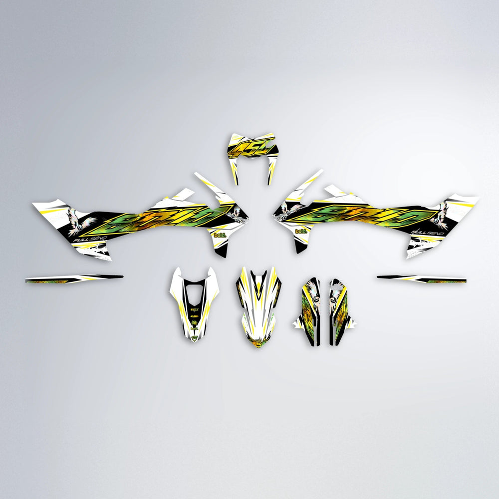 ZAPP KTM SMC 690 graphics kit parts layout in Yellow