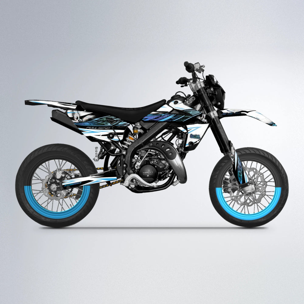 ZAPP Rieju MRT supermoto graphics kit in Light Blue & White