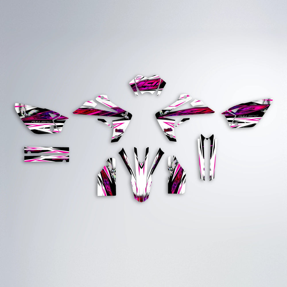 ZAPP Rieju MRT graphics kit parts layout in Pink