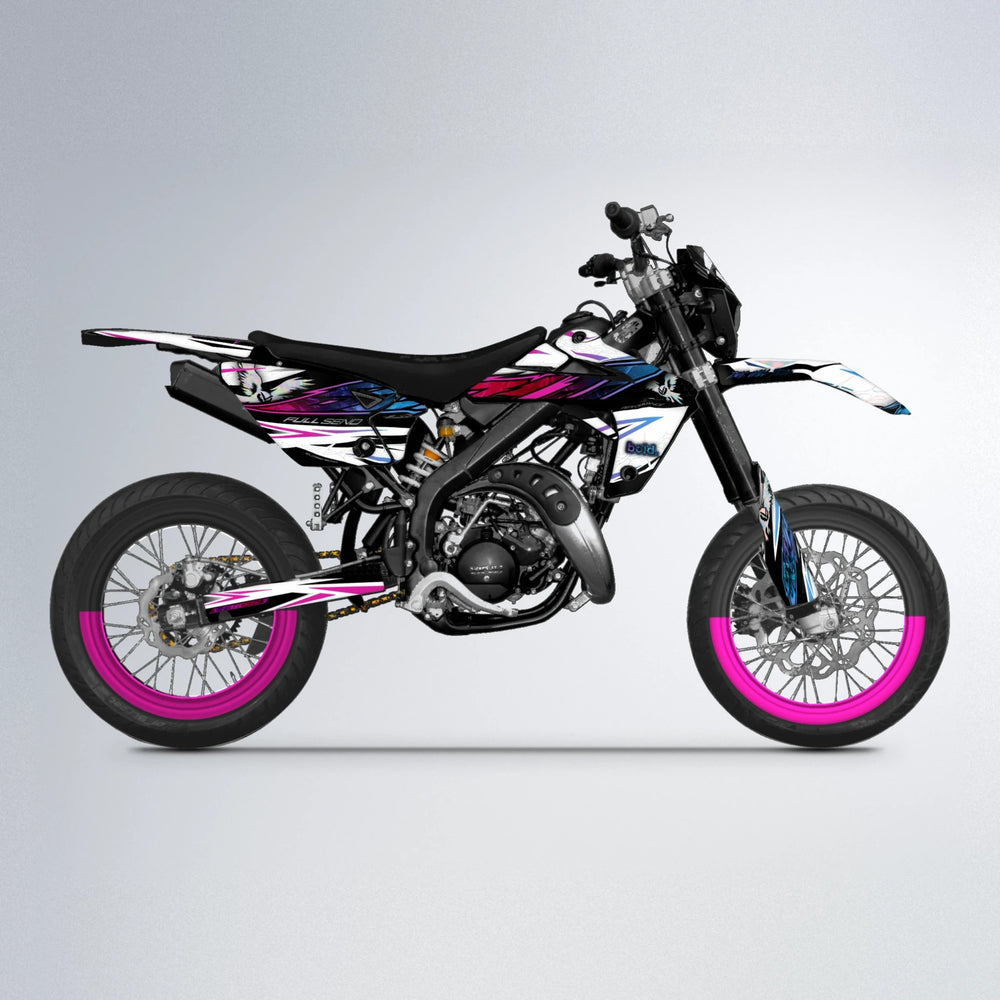 ZAPP Rieju MRT supermoto graphics kit in Pink & Light Blue