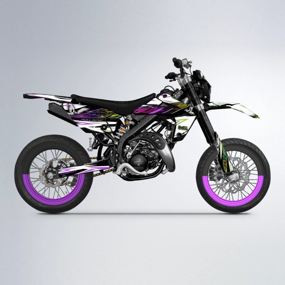 ZAPP Rieju MRT supermoto graphics kit in Purple & Yellow