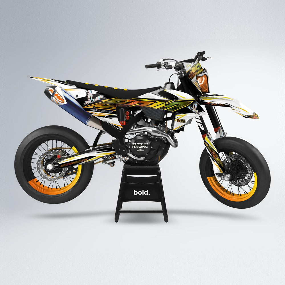 ZAPP supermoto graphics kit in Orange & Yellow