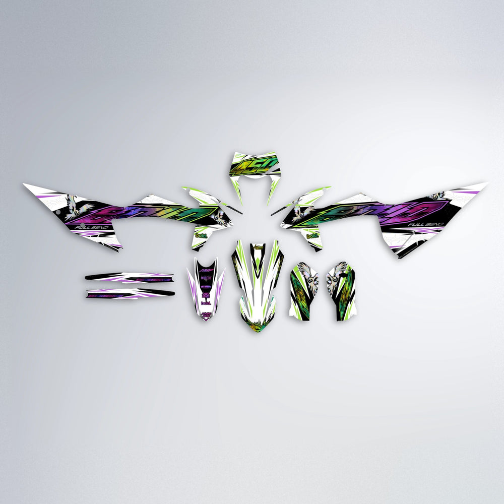 ZAPP graphics kit parts layout in Purple & Yellow