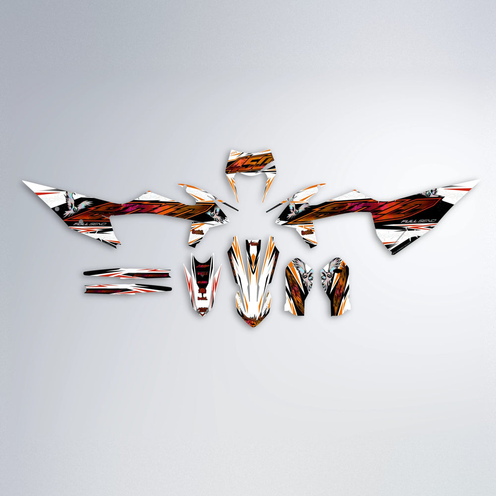 ZAPP graphics kit parts layout in Red & Orange