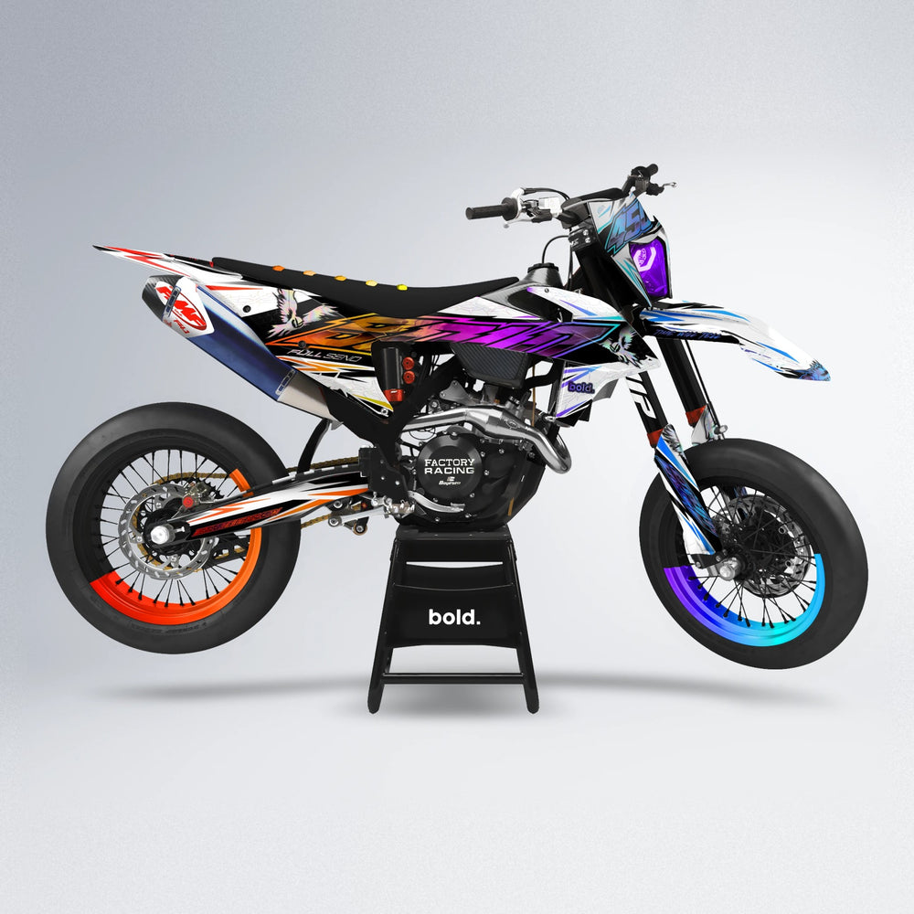 ZAPP supermoto graphics kit in Sunset Fade