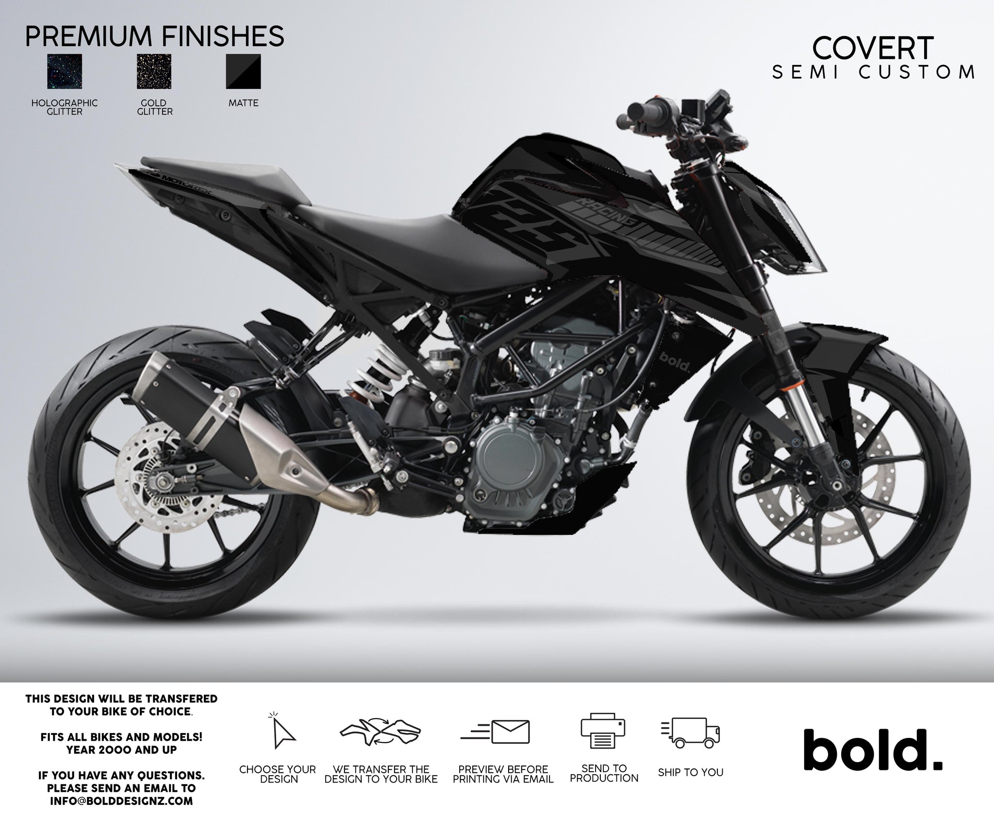 COVERT KTM DUKE Graphics kit Bolddesignz